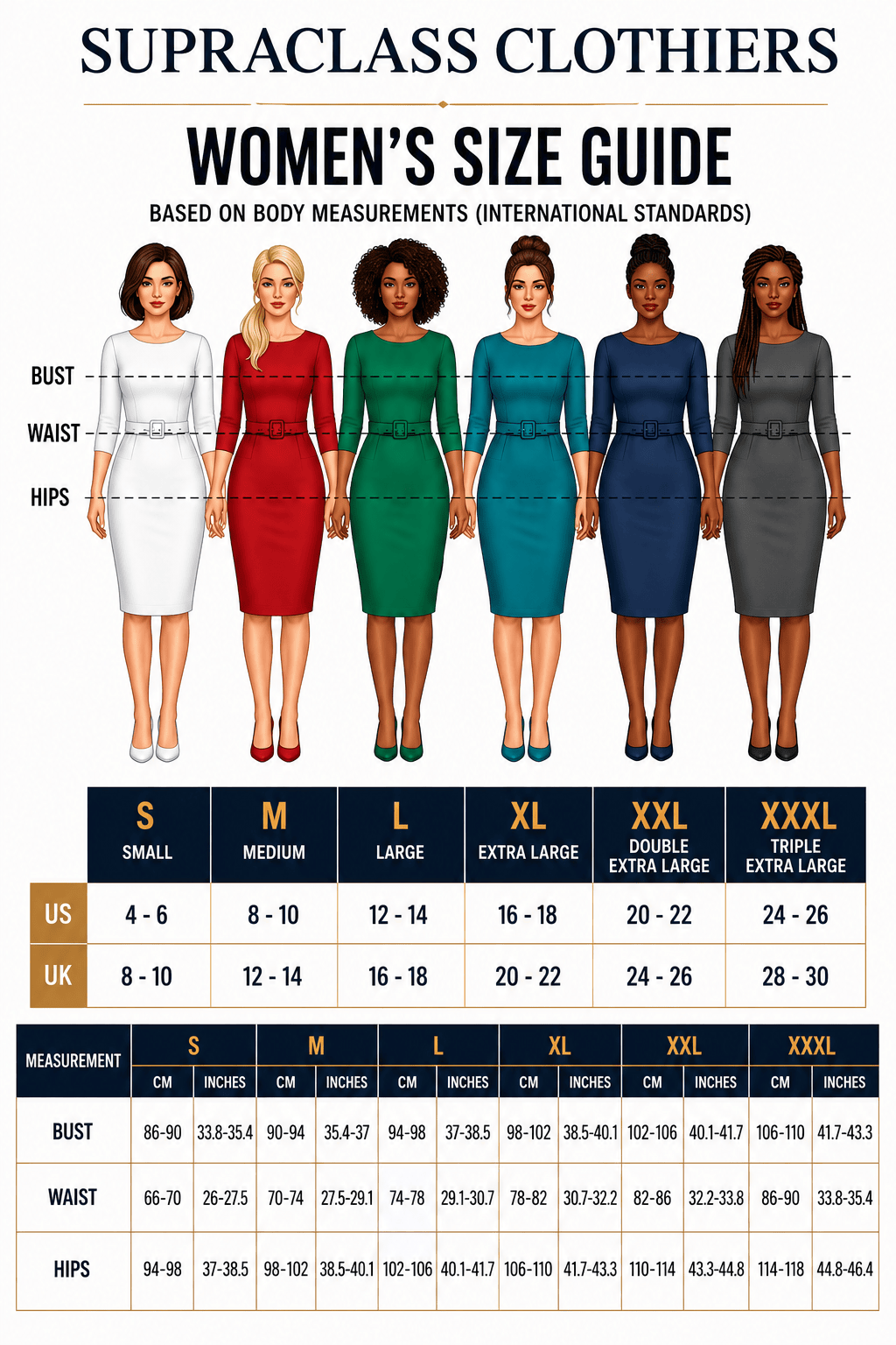 Supraclass women's size chart