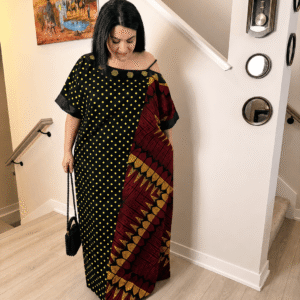 Crimson Eclipse Off-The-Shoulder Gown