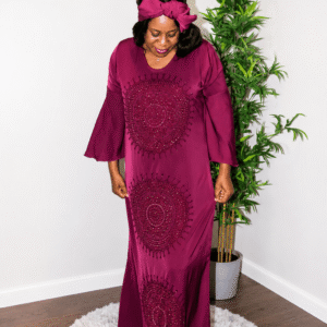 Plum Mandala Beaded Kaftan Maxi Dress