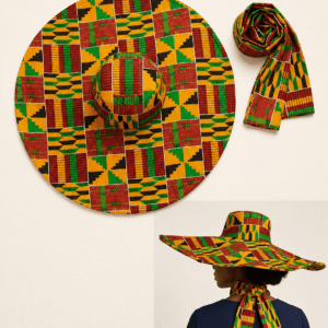 Wide-Brim Kente Sun Hat & Scarf Set