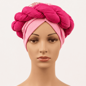 Two-Tone Pink Braided Turban Headwrap