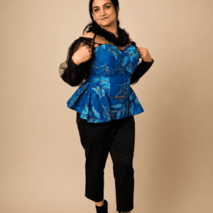 Electric Blue Peplum Corset Top